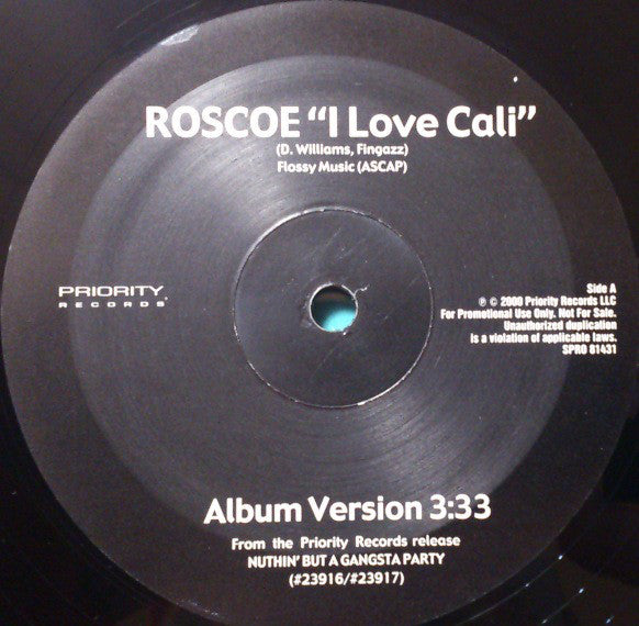 Roscoe : I Love Cali (12", Promo)