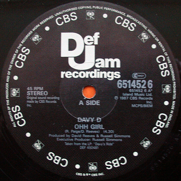 Davy D : Ohh Girl (12")