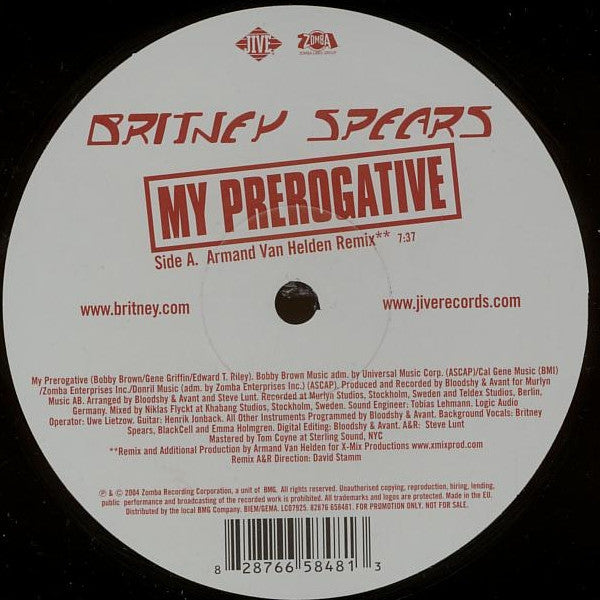 Britney Spears : My Prerogative (2x12", Promo)