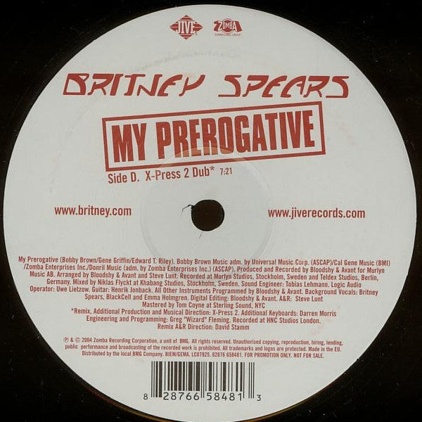 Britney Spears : My Prerogative (2x12", Promo)