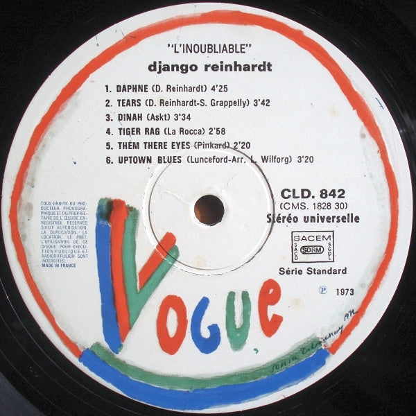 Django Reinhardt : L'inoubliable Django Reinhardt (LP, Comp, RE)