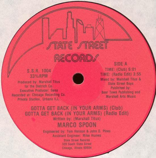 Marco Spoon : Gotta Get Back (In Your Arms) (12")