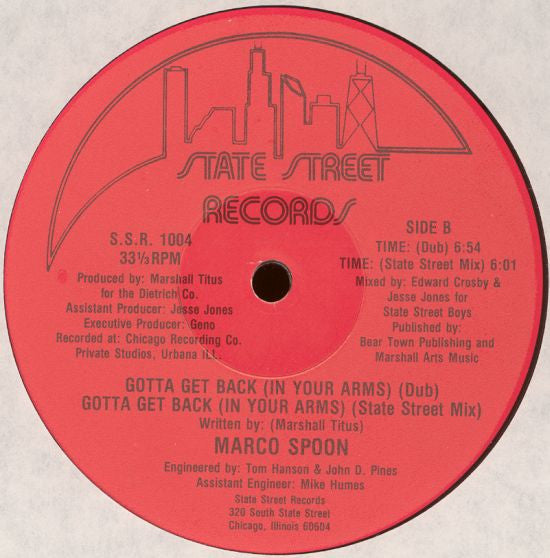 Marco Spoon : Gotta Get Back (In Your Arms) (12")
