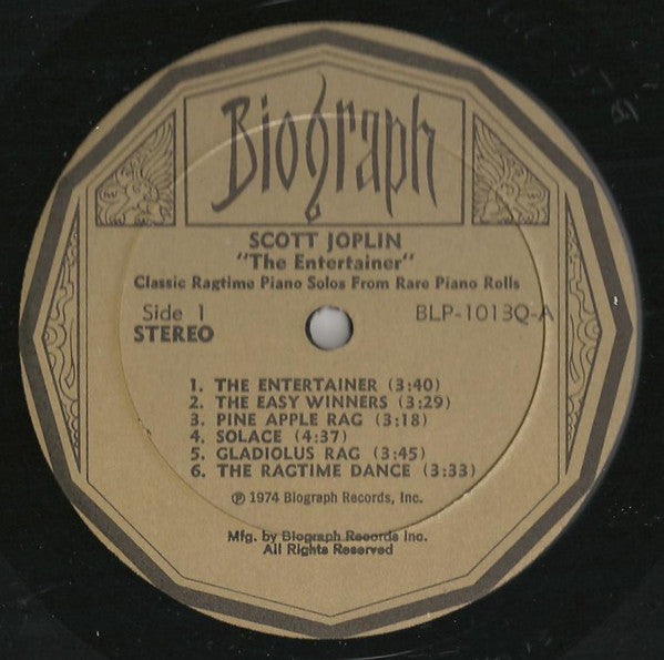 Scott Joplin : "The Entertainer" Classic Ragtime From Rare Piano Rolls (LP)