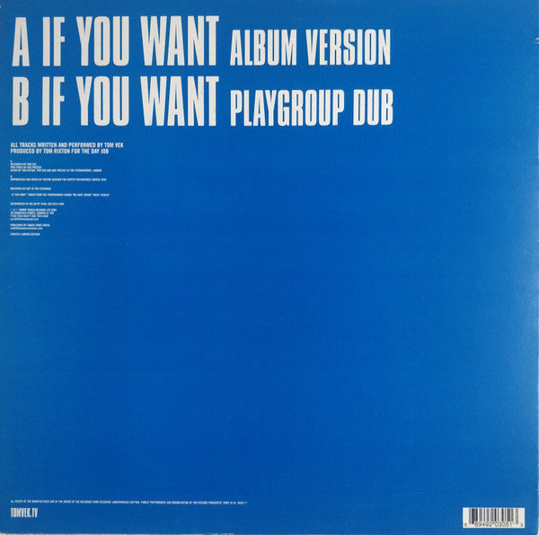 Tom Vek : If You Want (12", Single, Ltd)