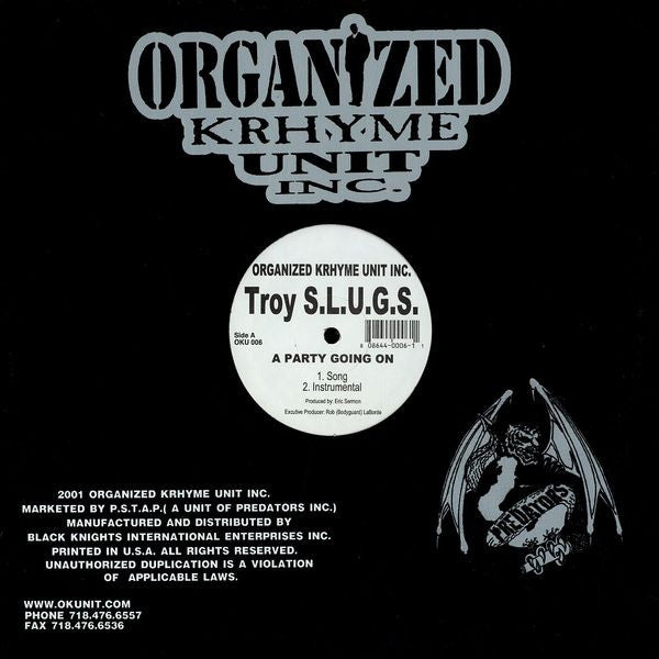 Troy S.L.U.G.S. : A Party Going On / 88 Bars (12")