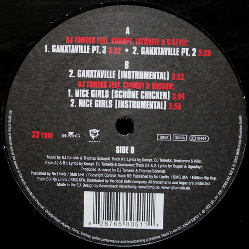 DJ Tomekk Featuring Kurupt, Tatwaffe & G-Style : Ganxtaville Pt.III (12")