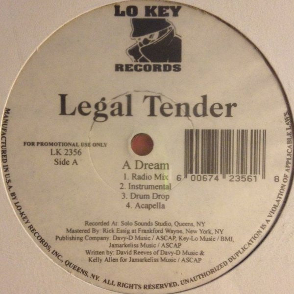 Legal Tender : A Dream / Nobody (12")