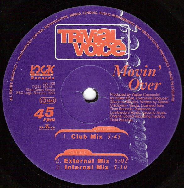 Trivial Voice : Movin' Over (12")
