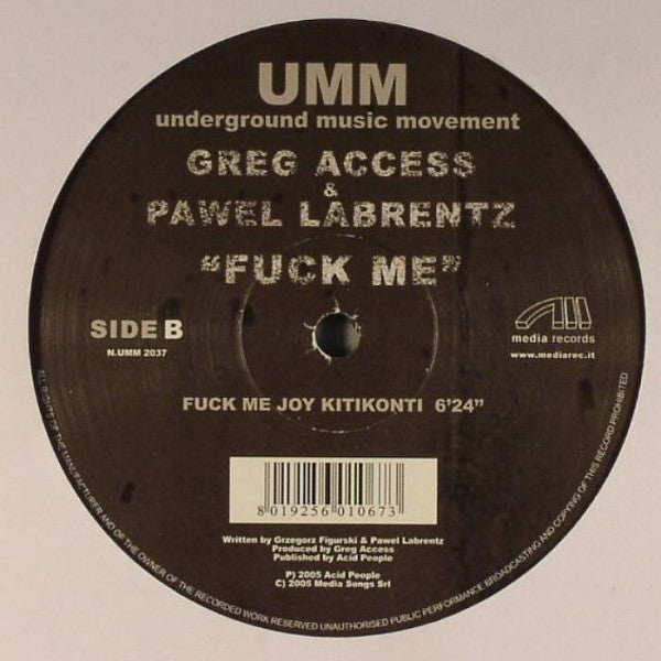 Greg Access & Pawel Labrentz : Fuck Me (12")