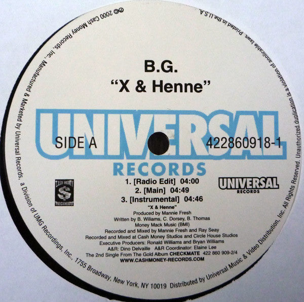 B.G. : X & Henne (12", Single)
