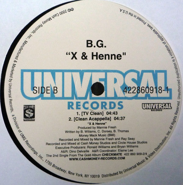 B.G. : X & Henne (12", Single)
