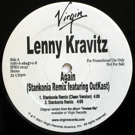Lenny Kravitz : Again (Stankonia Remix) (12", Promo)