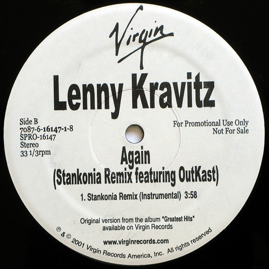 Lenny Kravitz : Again (Stankonia Remix) (12", Promo)
