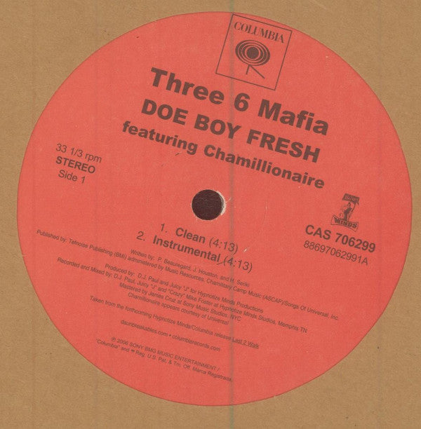 Three 6 Mafia featuring Chamillionaire : Doe Boy Fresh (12", Single, Promo)