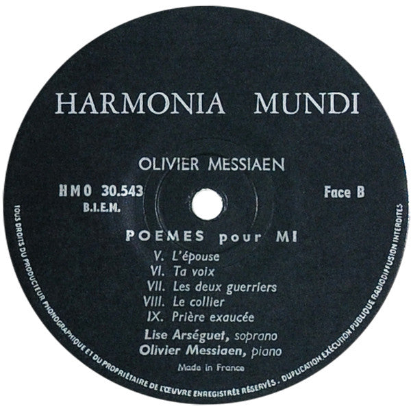 Olivier Messiaen / Lise Arséguet : Poèmes Pour Mi (LP, Album)