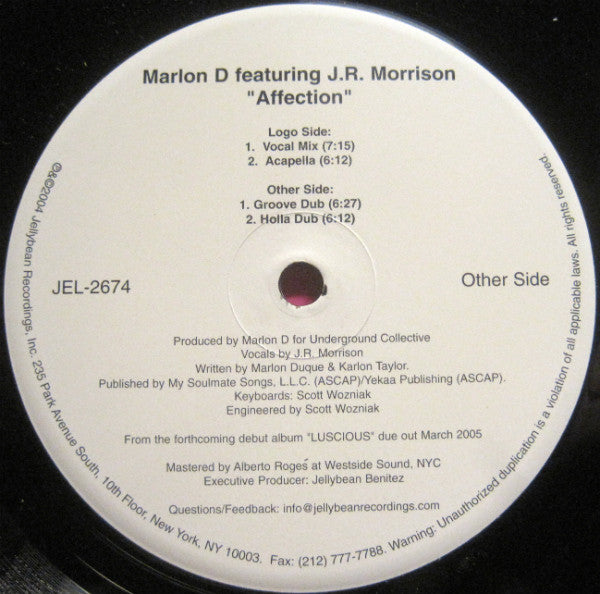 Marlon D. Featuring Jennifer Renee Morrison : Affection (12")