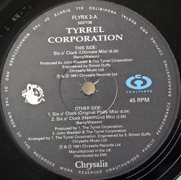 The Tyrrel Corporation : Six O'Clock (12")