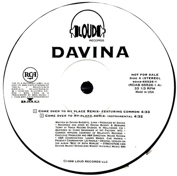 Davina : Come Over To My Place (Remix) (12", Promo)