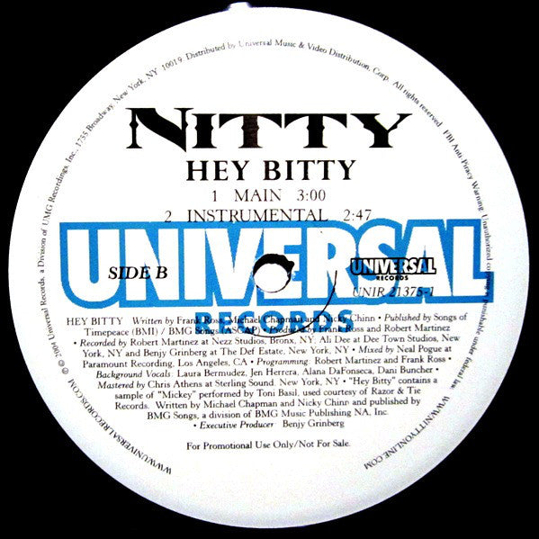 Nitty (2) : Hey Bitty (12", Promo)