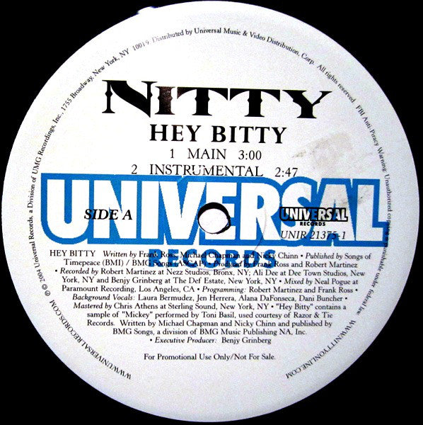 Nitty (2) : Hey Bitty (12", Promo)