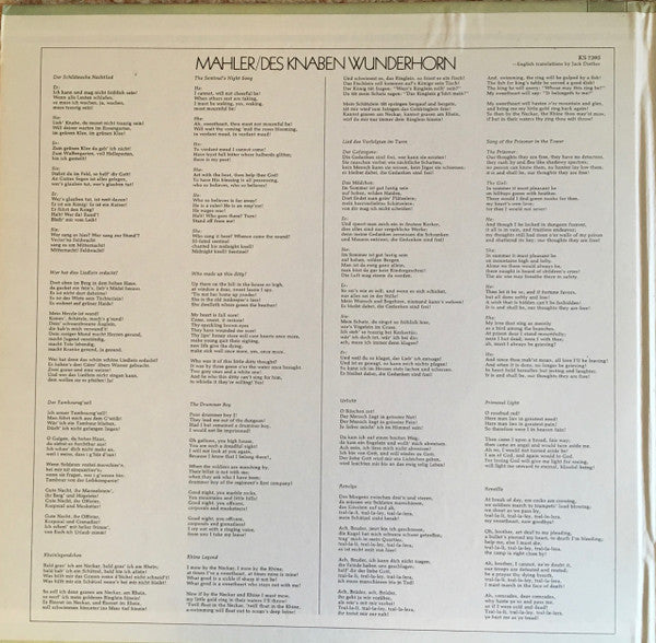 Gustav Mahler - Christa Ludwig, Walter Berry, Leonard Bernstein, The New York Philharmonic Orchestra : Des Knaben Wunderhorn (The Youth's Magic Horn) (2xLP, Album)