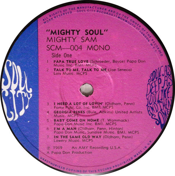 Mighty Sam : Mighty Soul (LP, Album, Comp, Mono)
