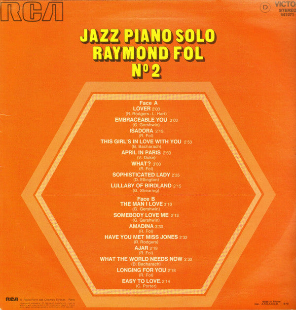 Raymond Fol : Jazz Piano Solo / Raymond Fol N°2 (LP, Album)