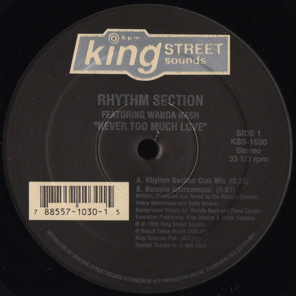 Rhythm Section Featuring Wanda Nash : Never Too Much Love (12")