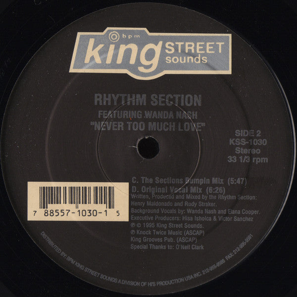 Rhythm Section Featuring Wanda Nash : Never Too Much Love (12")