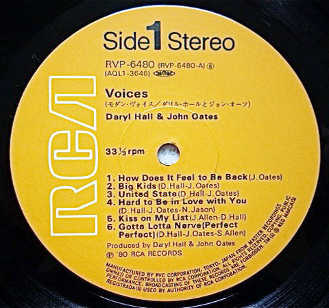 Daryl Hall & John Oates : Voices (LP, Album)