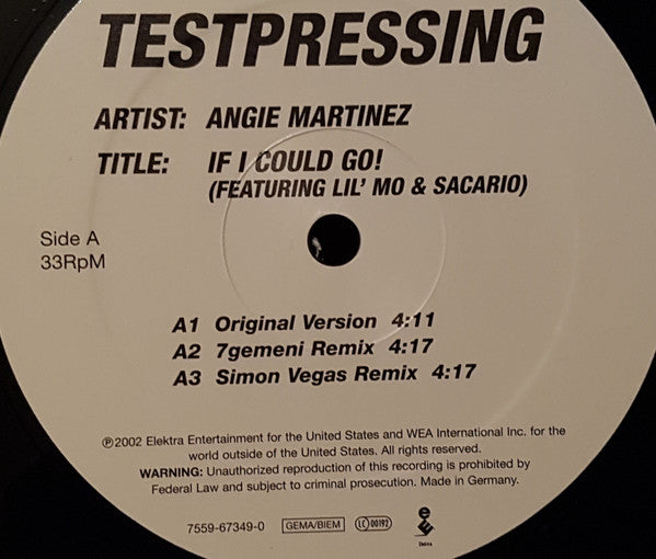 Angie Martinez Featuring Lil' Mo & Sacario : If I Could Go! (12", TP)
