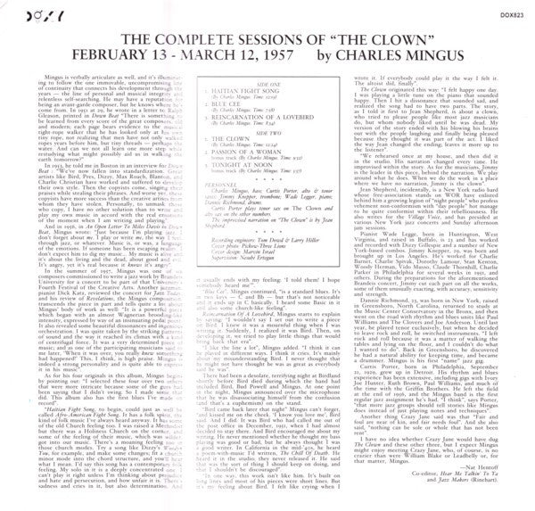 Charles Mingus : The Complete Session Of "The Clown" February 13 - March 12, 1957 (LP, Album, RE, 180)