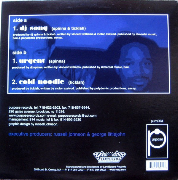 DJ Spinna & Ticklah : DJ Song (12")