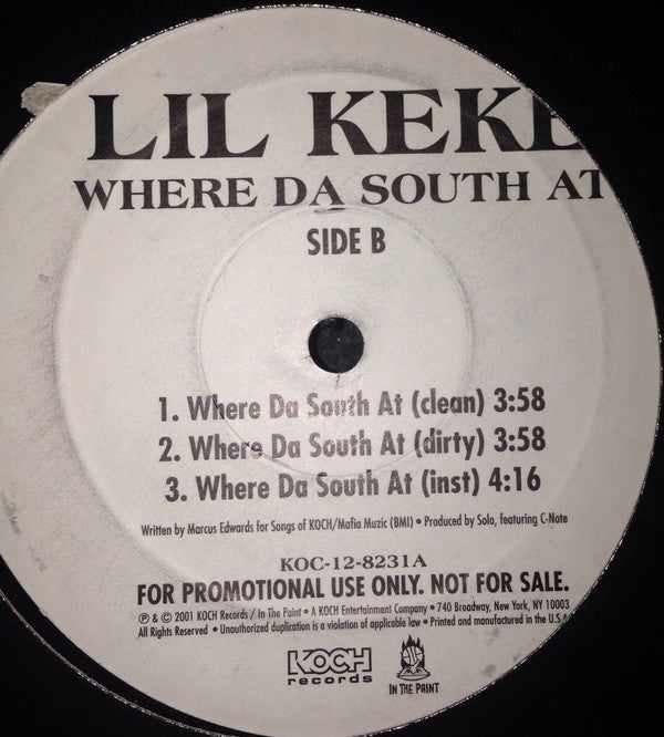Lil' Keke : Platinum In Da Ghetto / Where Da South At (12", Promo)