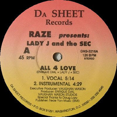 Raze Presents Lady J And The Secretary Of Entertainment : All 4 Love (12")