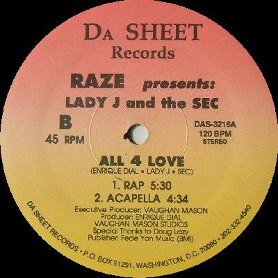 Raze Presents Lady J And The Secretary Of Entertainment : All 4 Love (12")