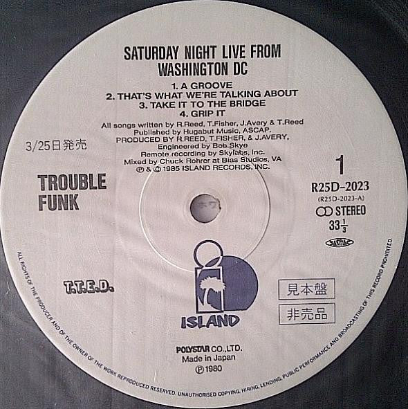 Trouble Funk : Saturday Night Live From Washington D.C. (LP, Album, Promo)