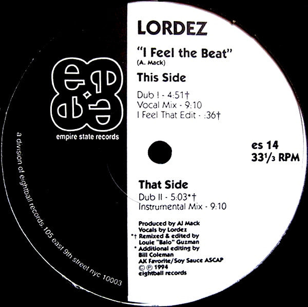 Lordez : I Feel The Beat (12")