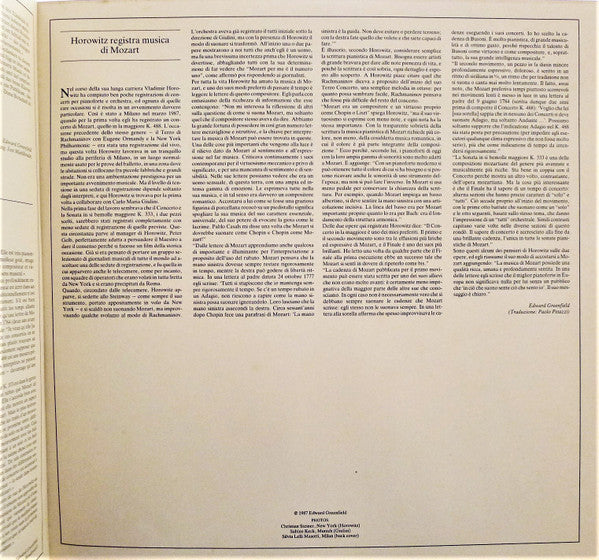 Vladimir Horowitz, Wolfgang Amadeus Mozart, Orchestra Del Teatro Alla Scala, Carlo Maria Giulini : Horowitz Plays Mozart (Piano Concerto No. 23 K. 488 â€?Piano Sonata K. 333) (LP)
