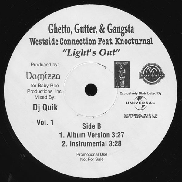 Westside Connection Feat. Knoc-Turn'al : Light's Out (12", Promo)