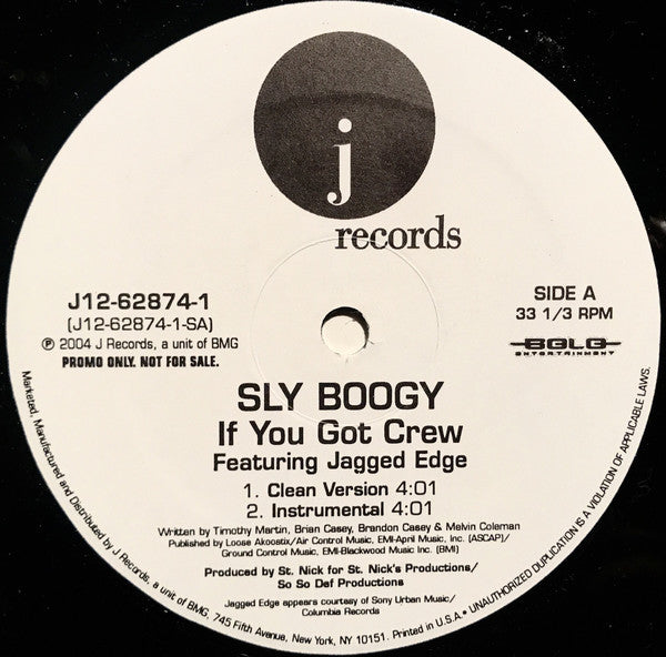 Sly Boogy : If You Got Crew (12", Promo)
