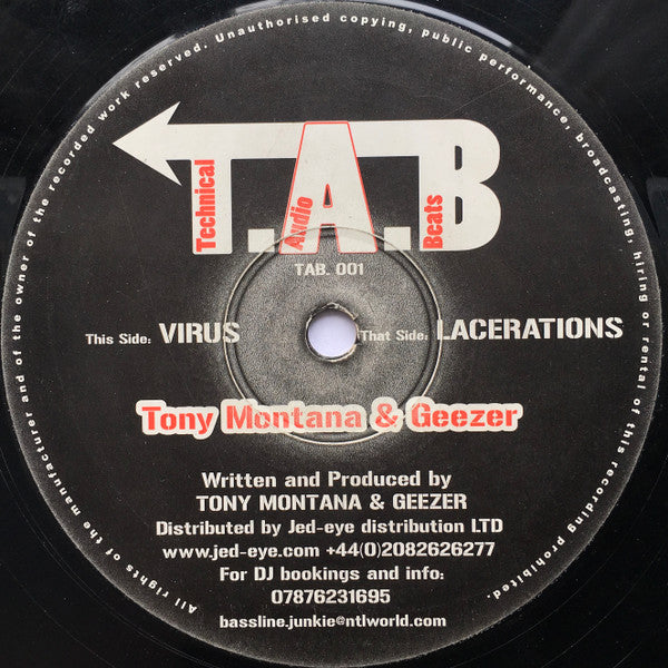 Tony Montana (3) & Geezer : Laceration / Virus (12")