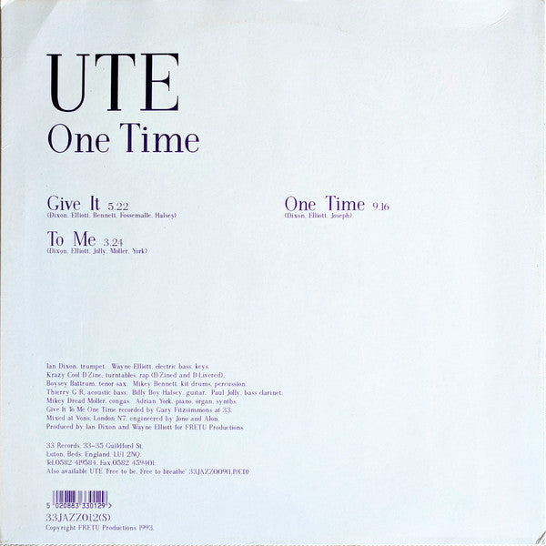 Ute : One Time (12")