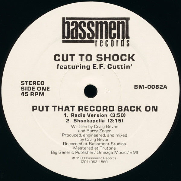 Cut To Shock Featuring E.F. Cuttin' : Put That Record Back On (12")
