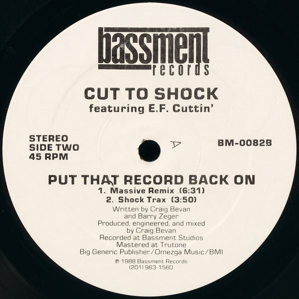 Cut To Shock Featuring E.F. Cuttin' : Put That Record Back On (12")