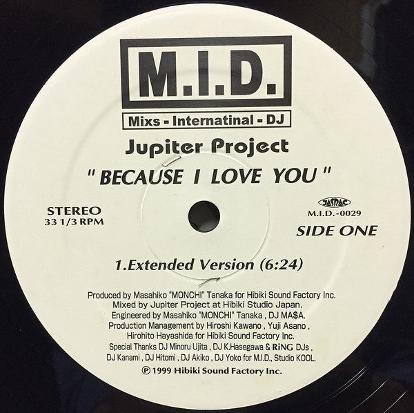 Jupiter Project : Because I Love You (12", Single)