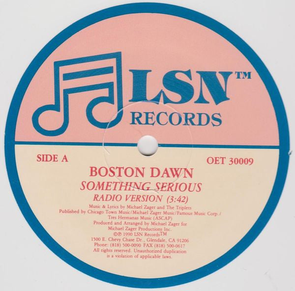 Boston Dawn : Something Serious (12", Whi)