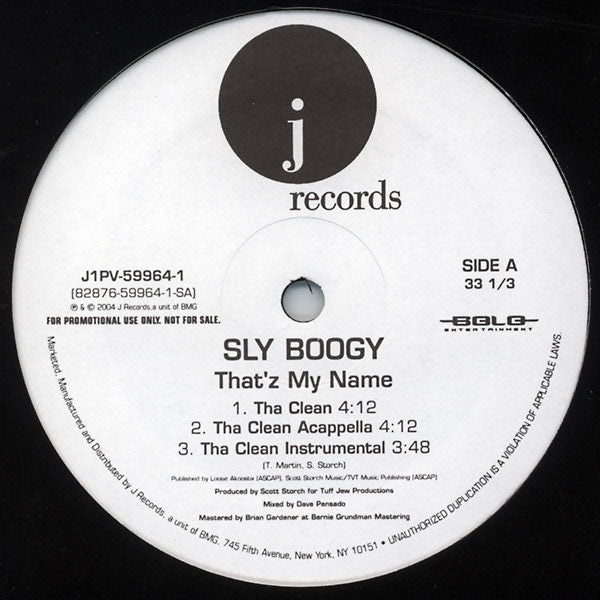 Sly Boogy : That'z My Name (12", Promo)