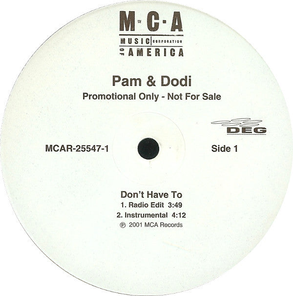 Pam & Dodi : Don't Have To (12", Promo)